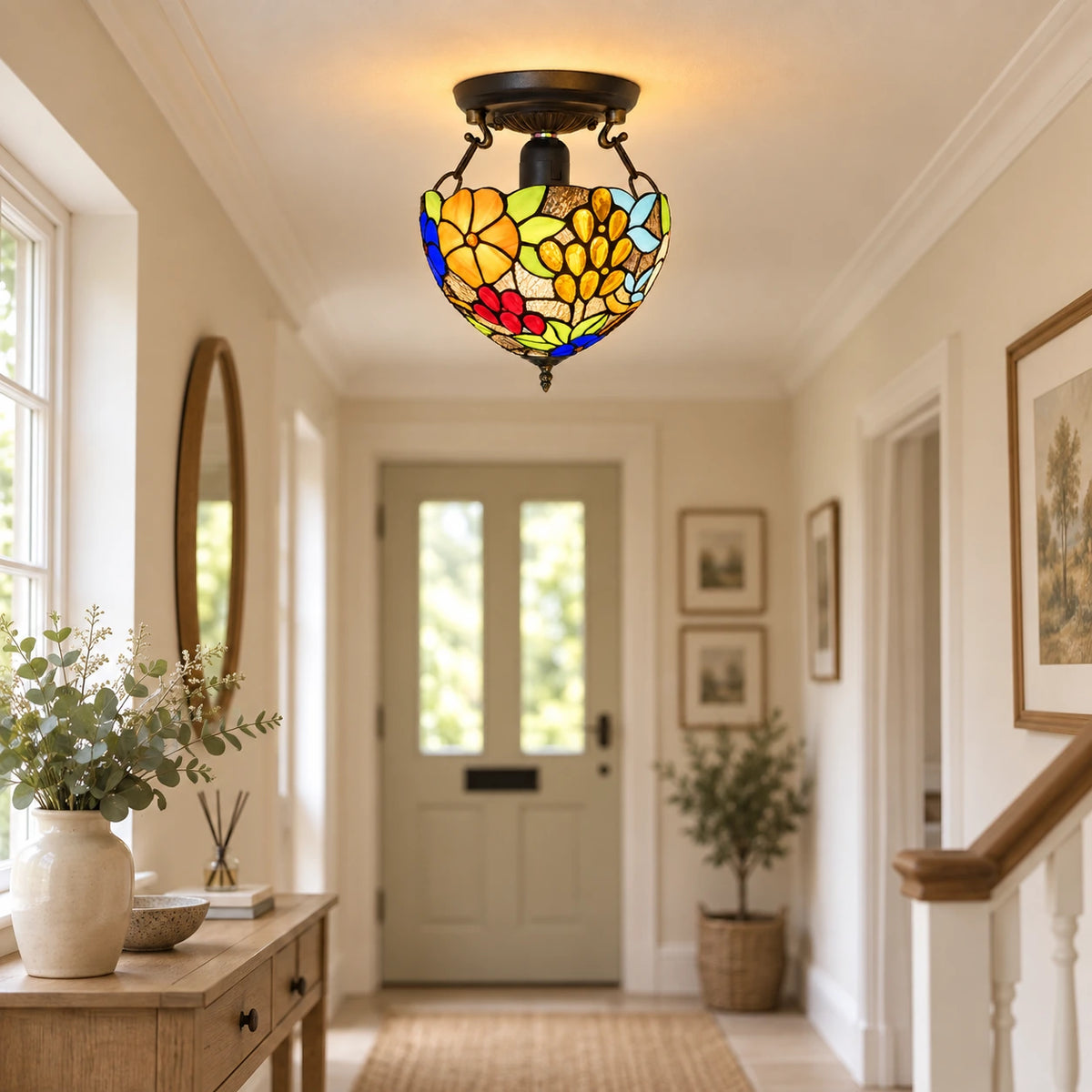 Room visualisation featuring Garden Floral Tiffany Ceiling Light