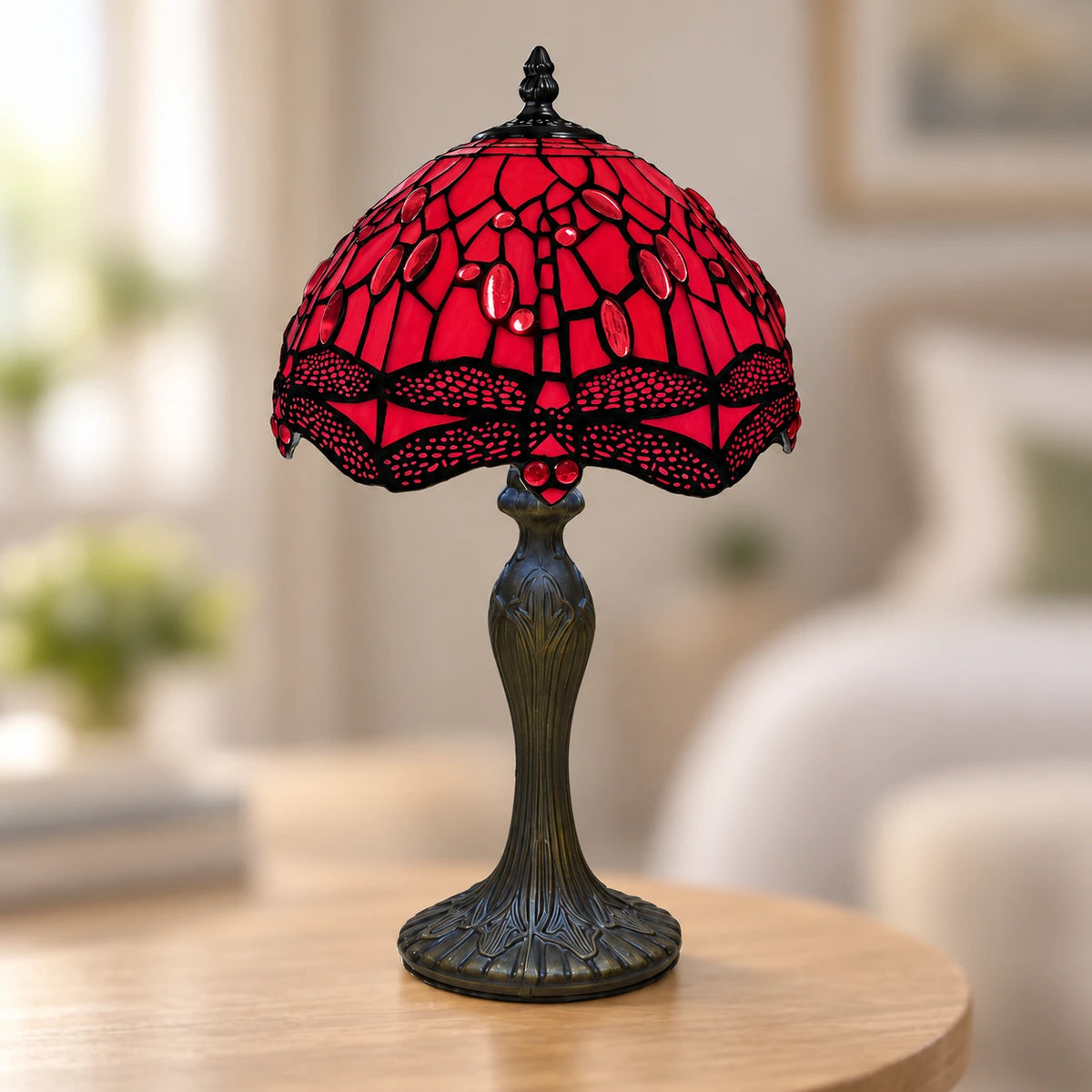 Scarlet Dragonfly Tiffany Table Lamp
