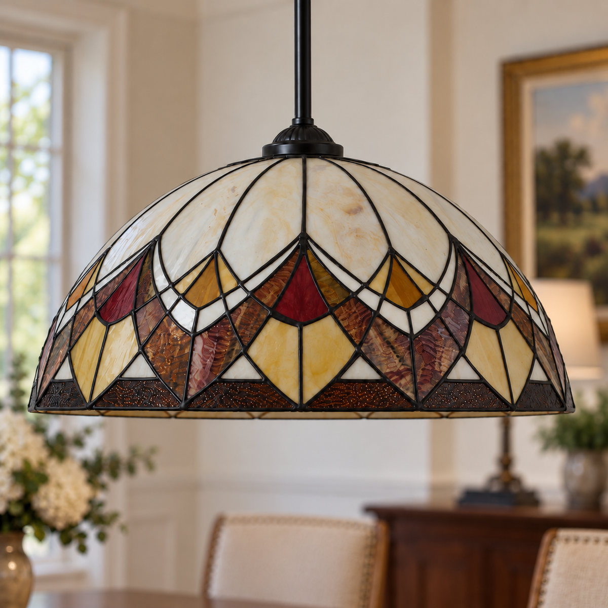 Blossom Tiffany Rod Pendant Light, unlit