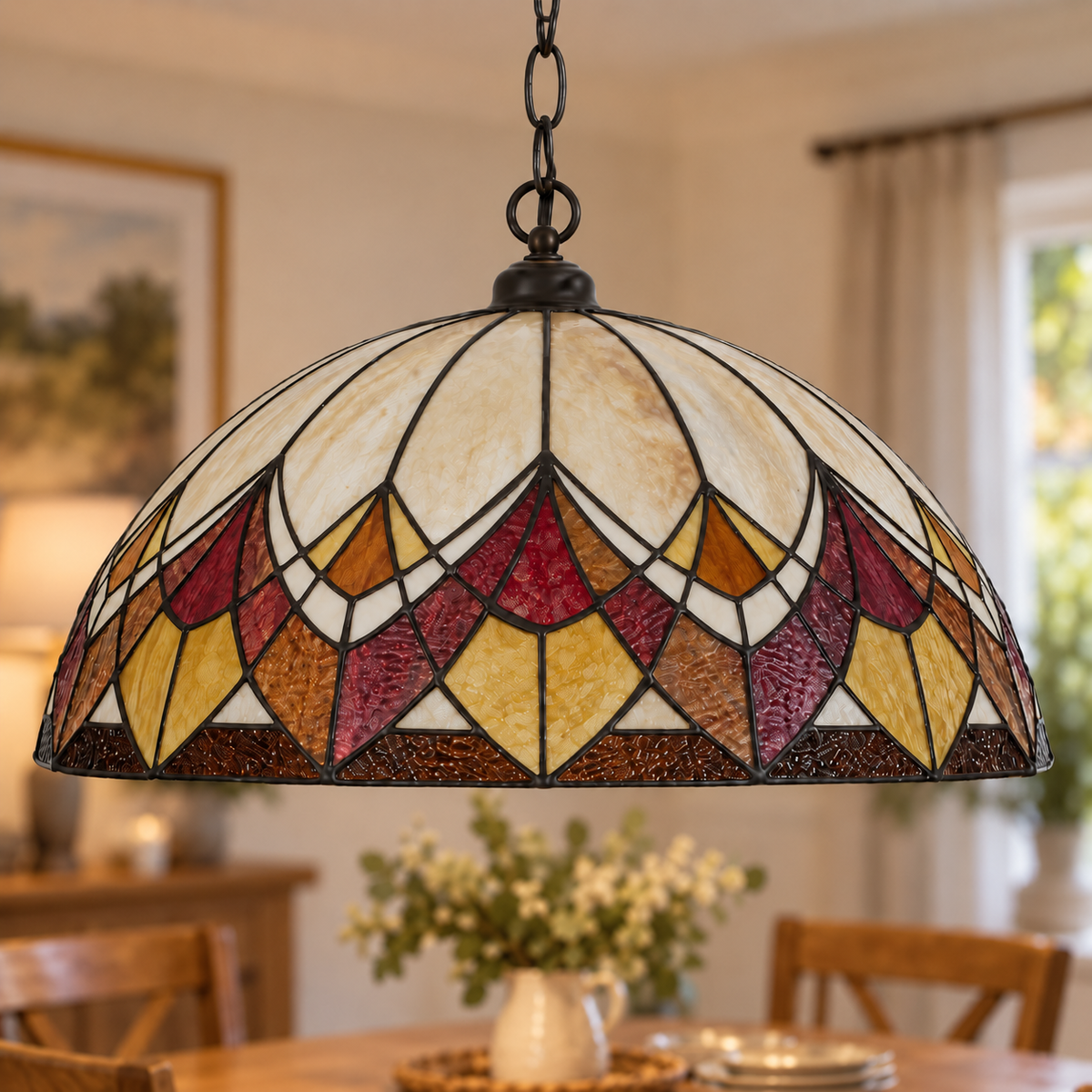 Blossom Tiffany Chain Pendant Light, unlit
