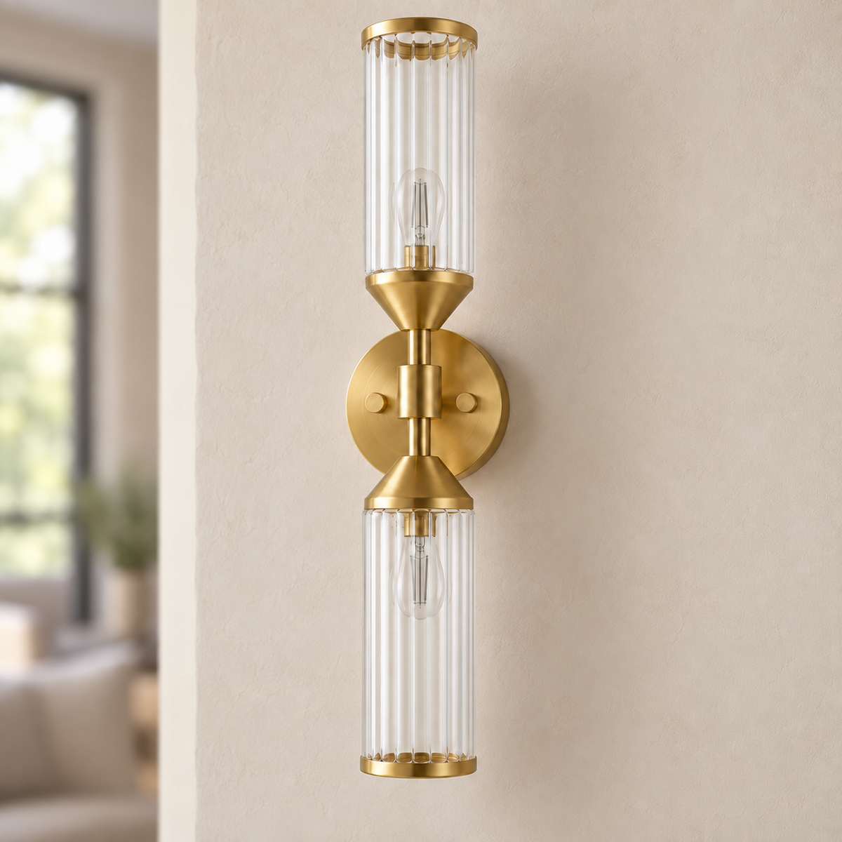 Apollo Gold & Glass Art Deco Wall Light, unlit