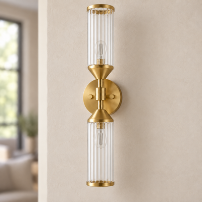 Apollo Gold & Glass Art Deco Wall Light, unlit