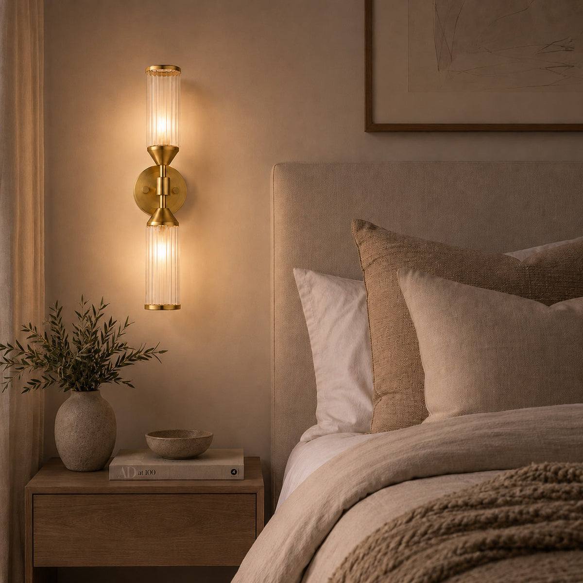 Room visualisation featuring Apollo Gold & Glass Art Deco Wall Light