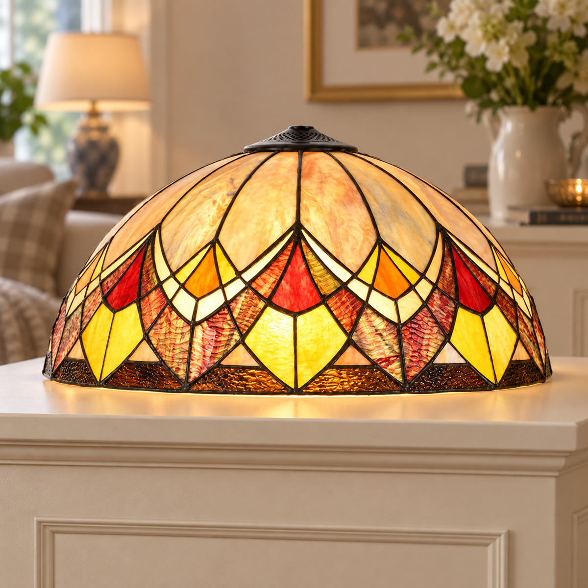 Blossom Tiffany Glass Shade Only, illuminated