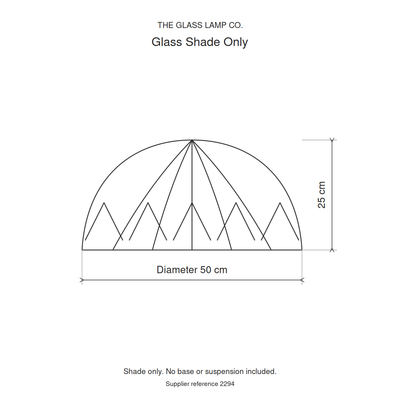 Blossom Tiffany Glass Shade Only, dimensions diagram in centimetres