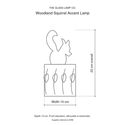 Woodland Squirrel Tiffany Accent Lamp, dimensions diagram in centimetres