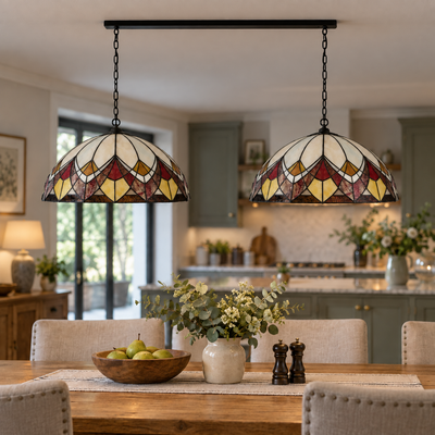 Blossom Tiffany Double Pendant Beam, unlit