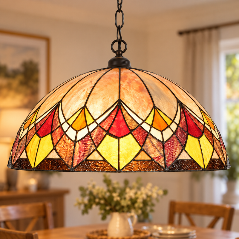 Blossom Tiffany Chain Pendant Light, illuminated