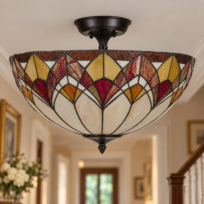 Blossom Tiffany Semi-Flush Ceiling Light, unlit