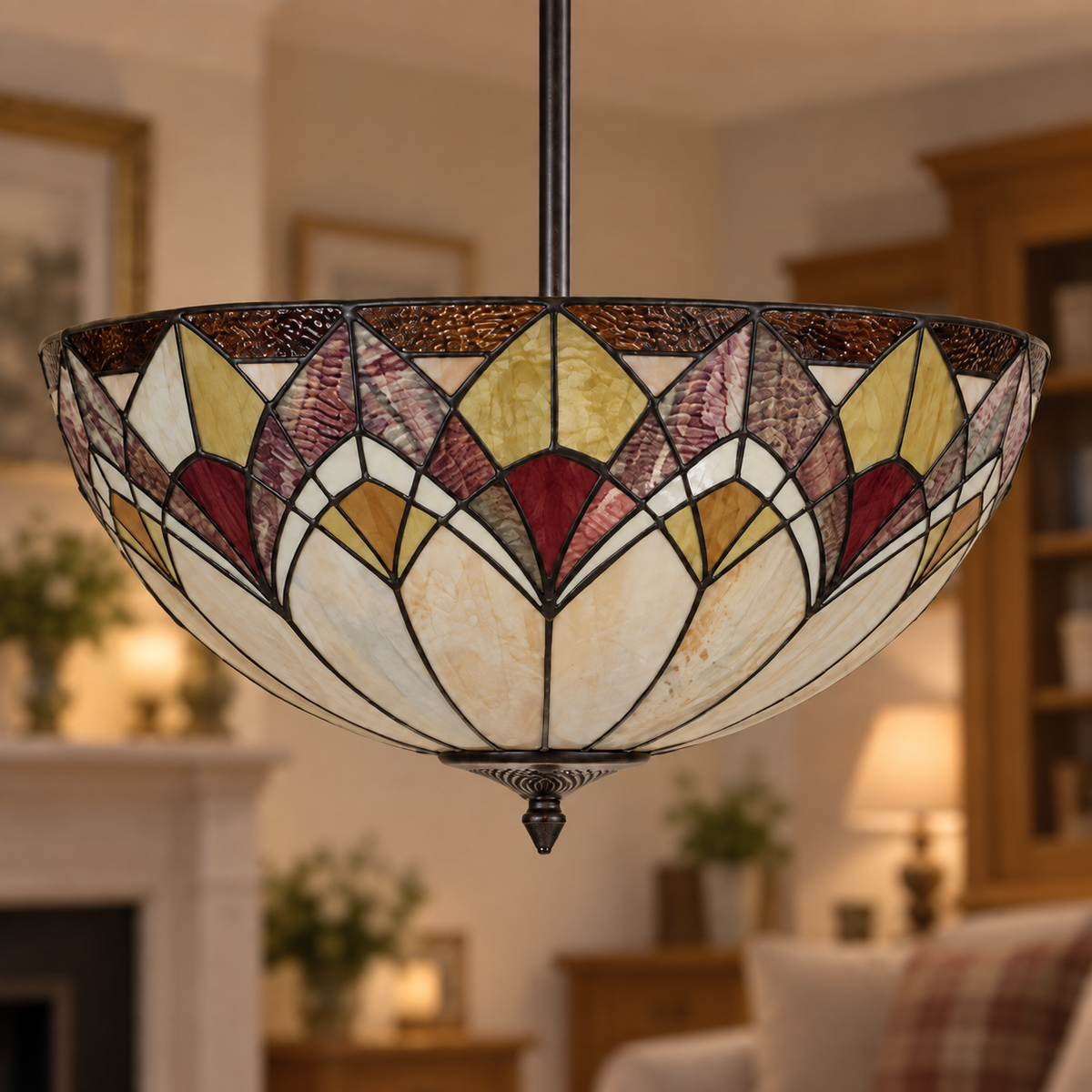 Blossom Tiffany Rod Uplighter Pendant, unlit