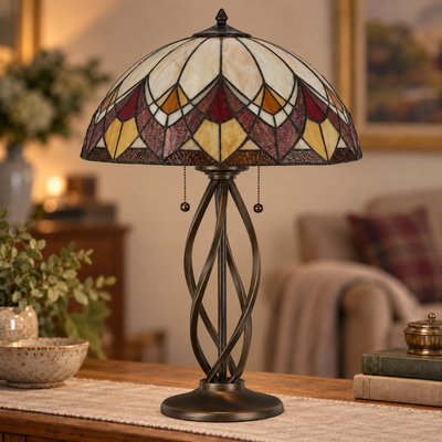 Blossom Salsa Tiffany Table Lamp, unlit