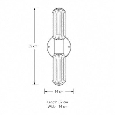 Verona Antique Brass & Glass Up Down Wall Light, dimensions diagram