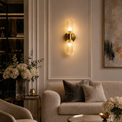 Verona Antique Brass & Glass Up Down Wall Light, in a room setting