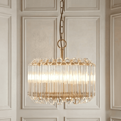 Veyra 3-Light Gold & Glass Art Deco Pendant, dimensions diagram
